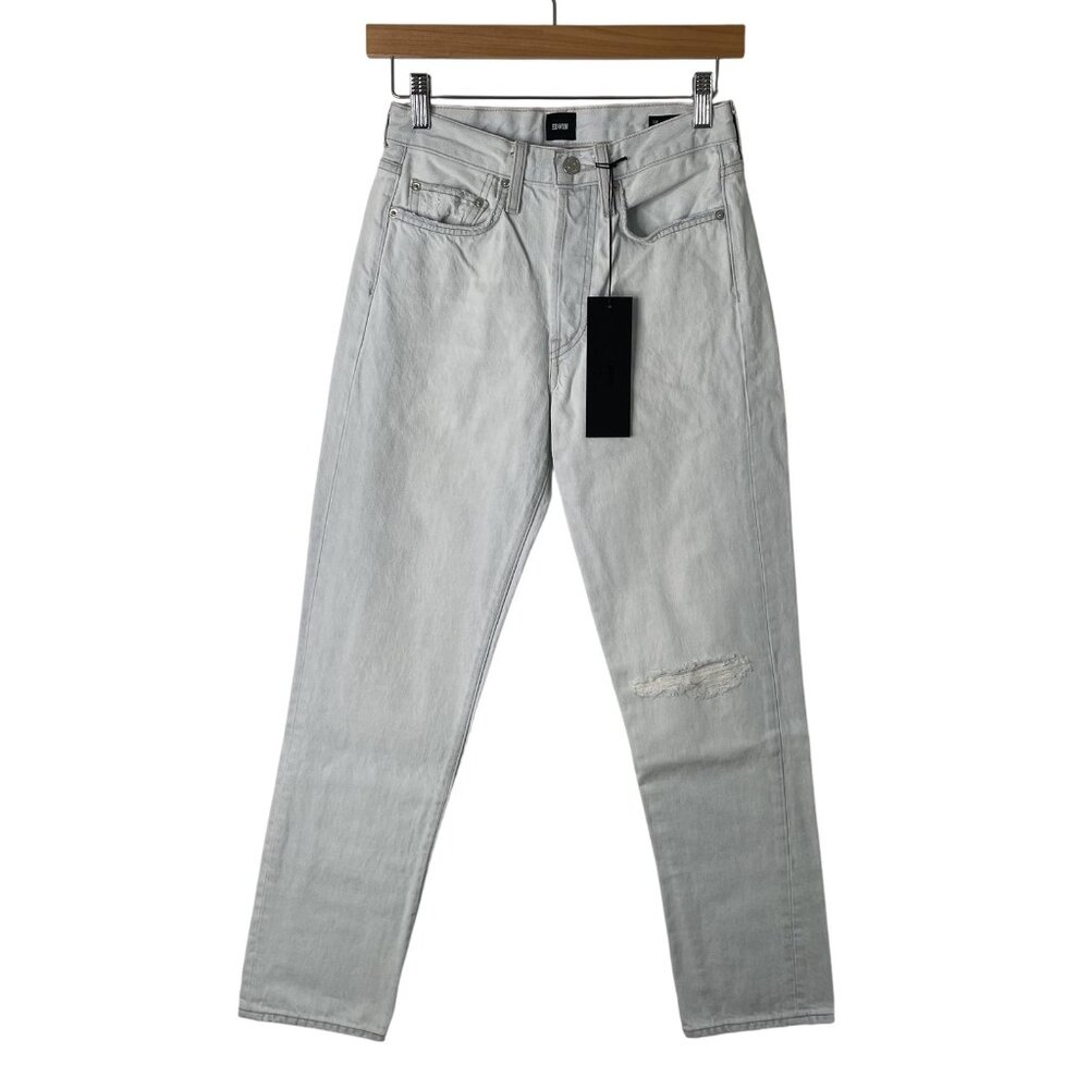 Edwin Jeans Womens 24 Light Wash CAI‎ Straight Ripped Button Fly USA High Hopes